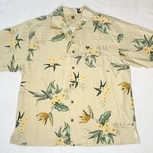 Eagle Dry Goods 100% Silk Hawaiian Aloha Shirt L Camp Collar Tropical Floral